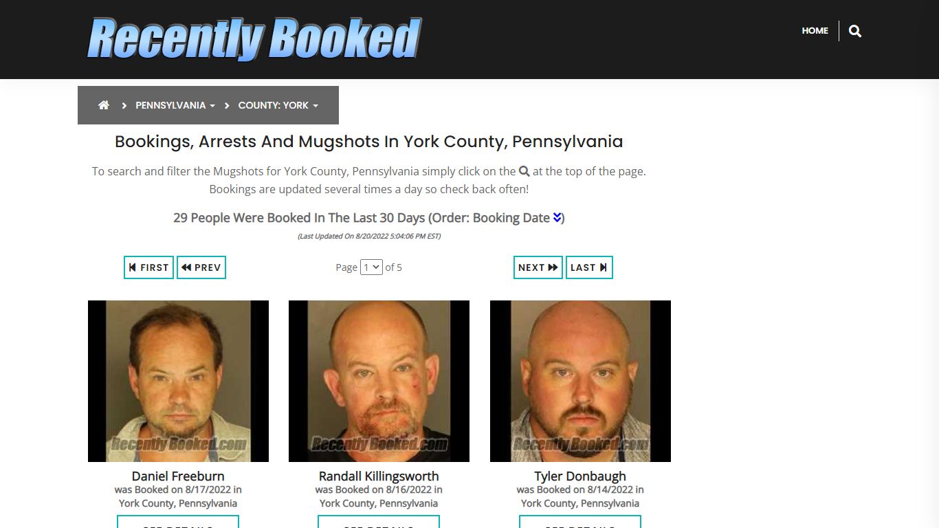 Bookings, Arrests and Mugshots in York County, Pennsylvania