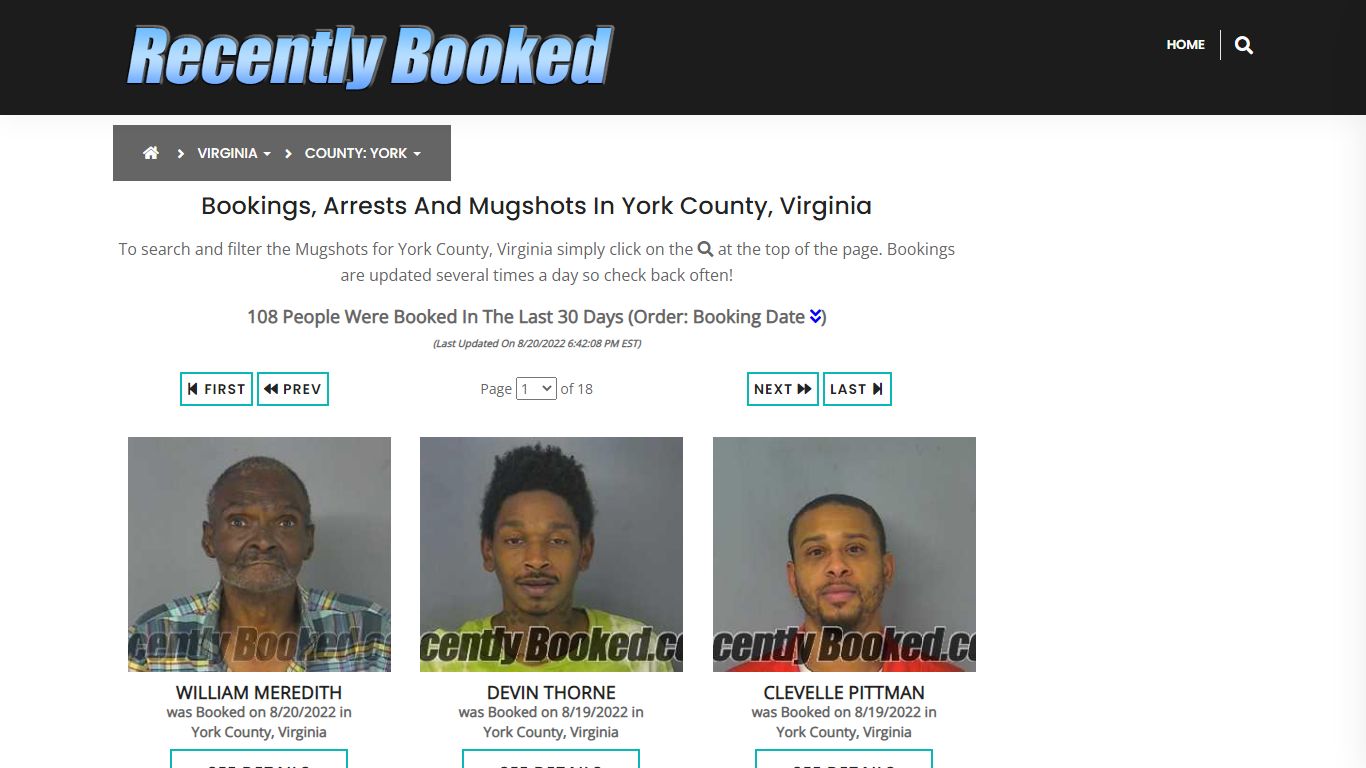 Recent bookings, Arrests, Mugshots in York County, Virginia